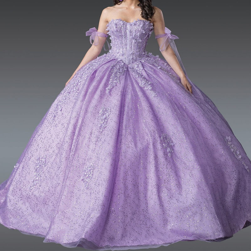 Lavender Quinceanera Dresses Ball Gown Off Shoulder Sequins Applique Lace Beads Tull Sweet 16 Vestidos De 15 Anos