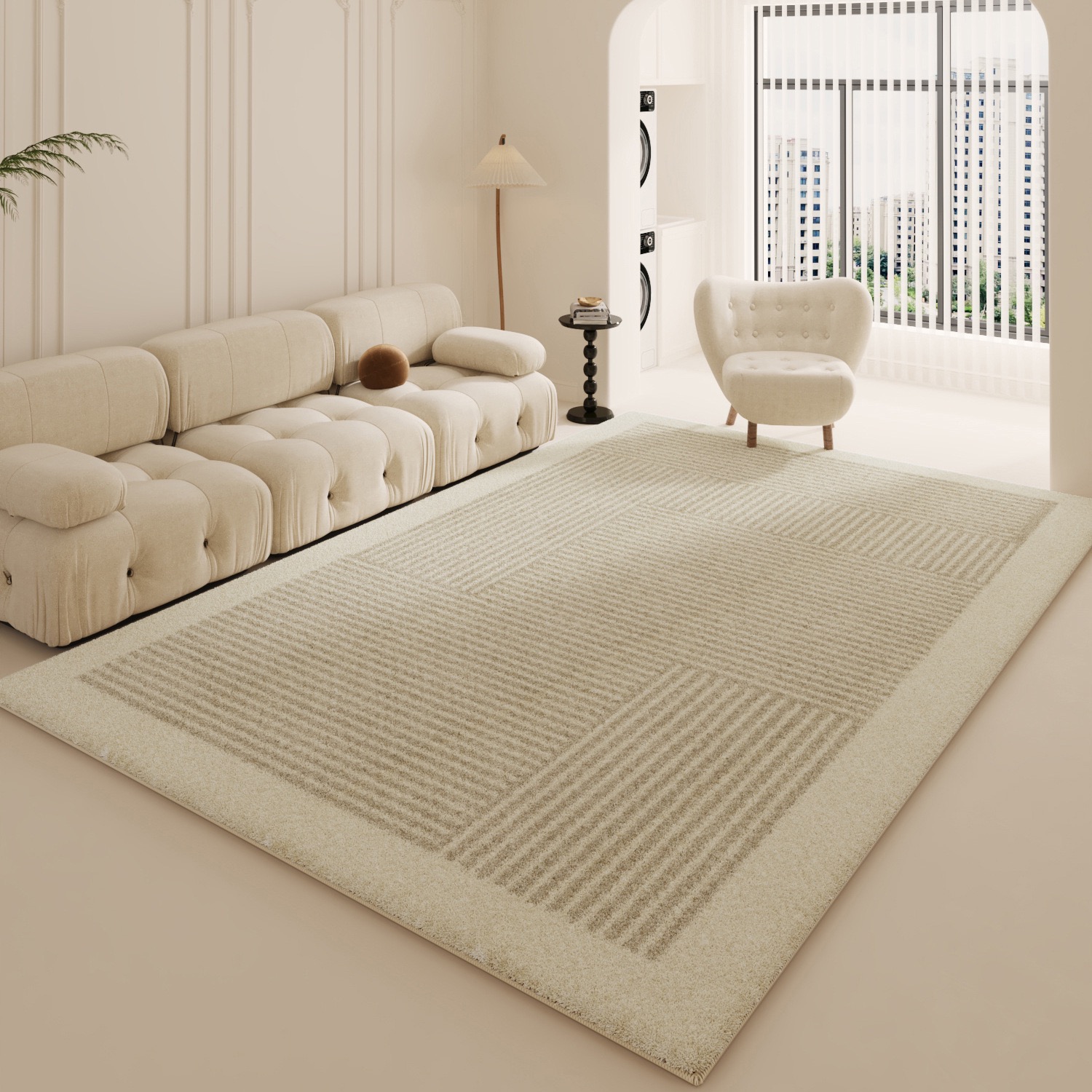 4690-35-HB-Room Bedroom Carpet Simple Lines Homestay Dirt Resistant And Easy to Take Care