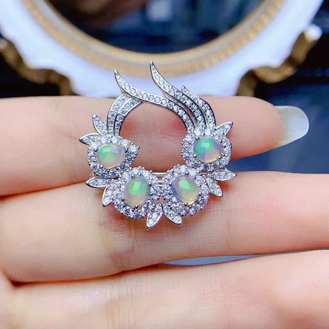 FS 4*5mmNatural Opal Brooch S925 Sterling Silver Fine Fashion Charm Weddings Jewelry for Women With Certificate 241227