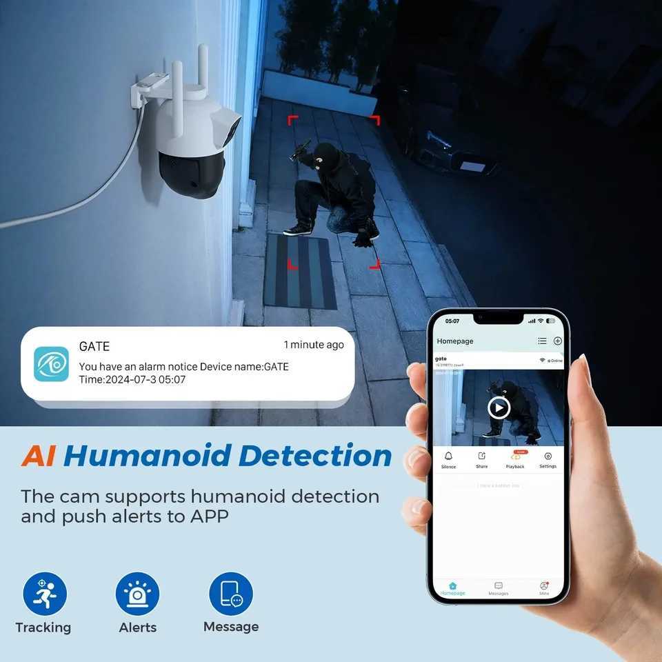 BESDER 5K 10MP WiFi Surveillance Camera 5Ghz Dual Lens Real-time intercom AI Human Detect 8MP 4K Outdoor Security PTZ IP CamerasXJ241228