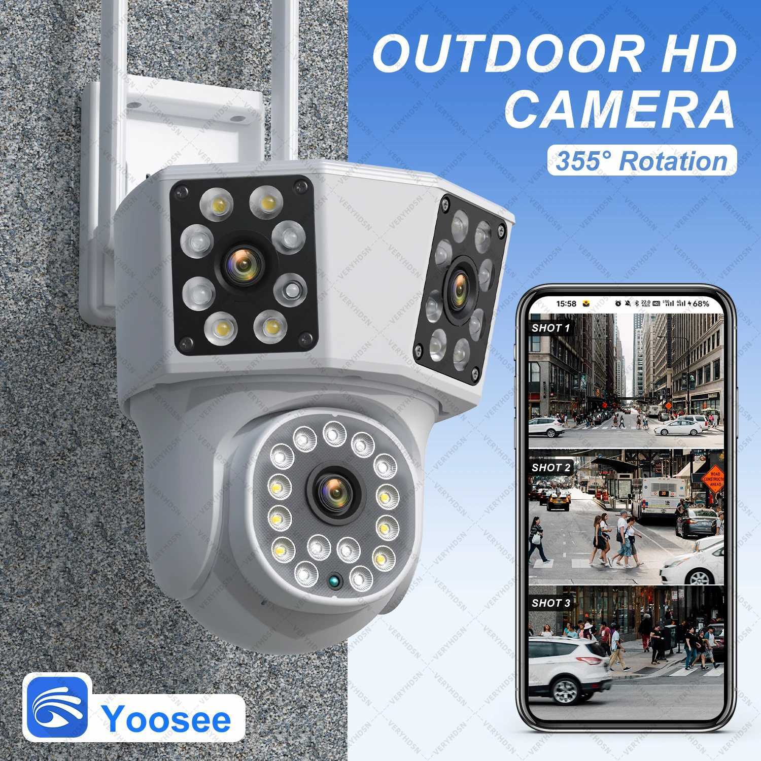 8K 15MP WiFi Outdoor Camera 8X Zoom Three Len Ai Motion Tracking PTZ 6K Video Camera Security Protection Waterproof SurveillanceXJ241228