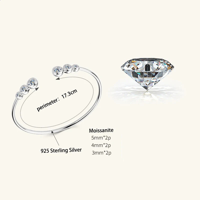 Na 925 Sterling Silver Jewelry Ladies Bangle Bling GRA Certified Womens Bangle Bracelet Fine Jewelry 241227