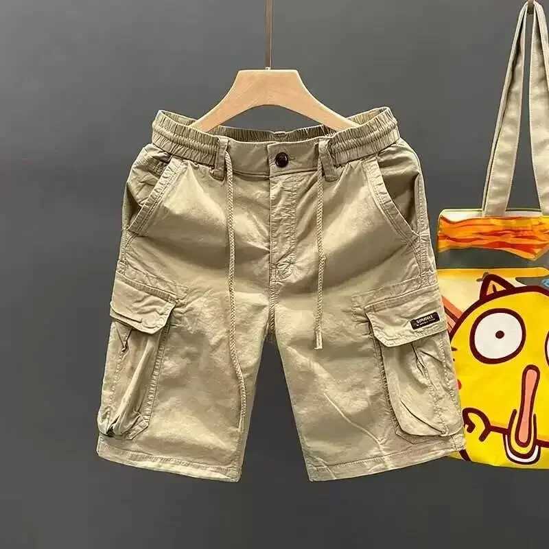 Trendy Japanese Style Loose Fit Straight Leg Cargo Pants For Men Casual Shorts Lightweight Summer Thrift Shorts W241228