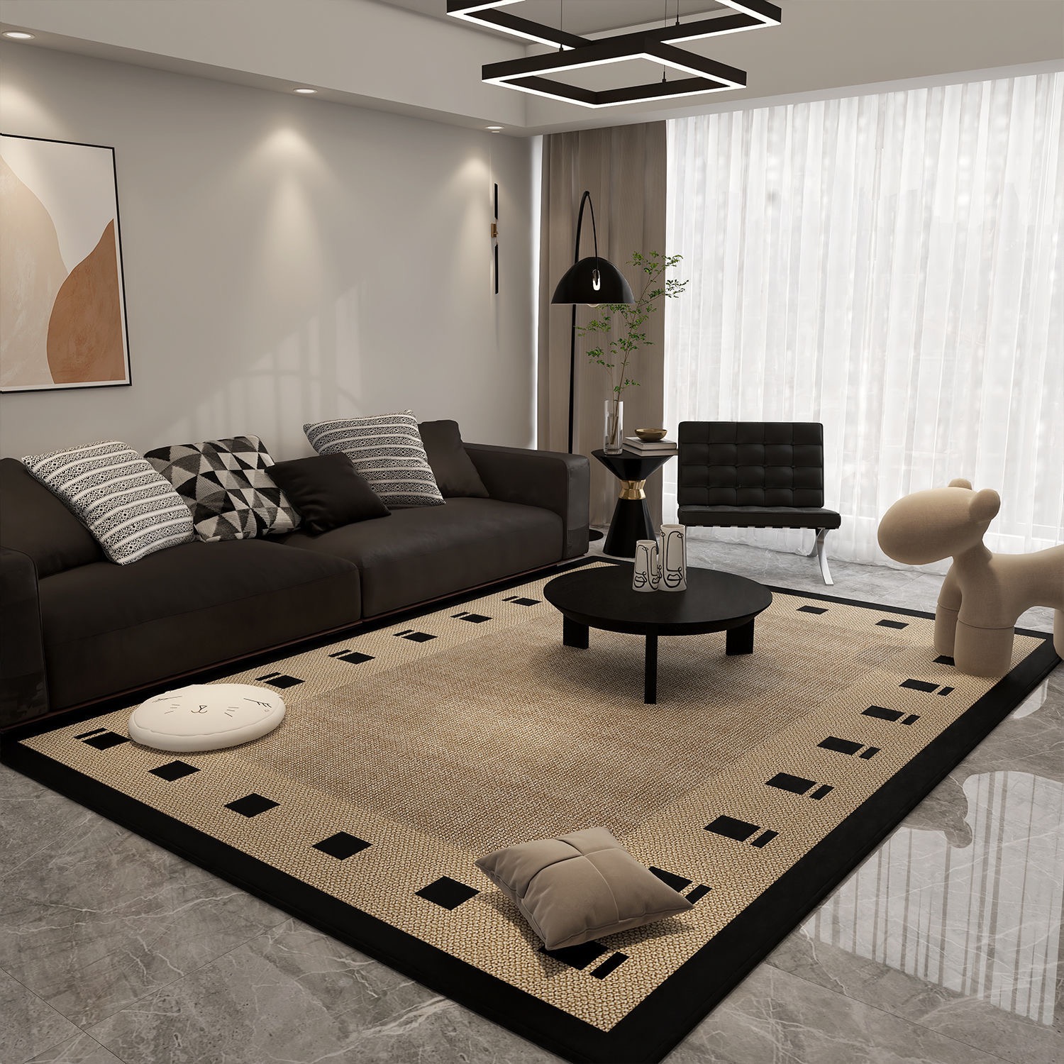 4863-53.88-GZX-Striped Art Carpet Elegant Large Area Living Room Carpets Comfortable