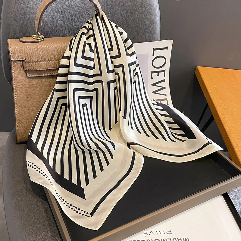 Neckerchief Spring Square Silk Scarf Women Shawl Ladies Neck Tie Wrist Wrap Hair Ribbon Headband Bandana 241228