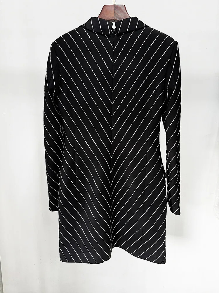 Black Diamonds Beaded Blazer Dress 2024 Fashion Womens Outfits 241228