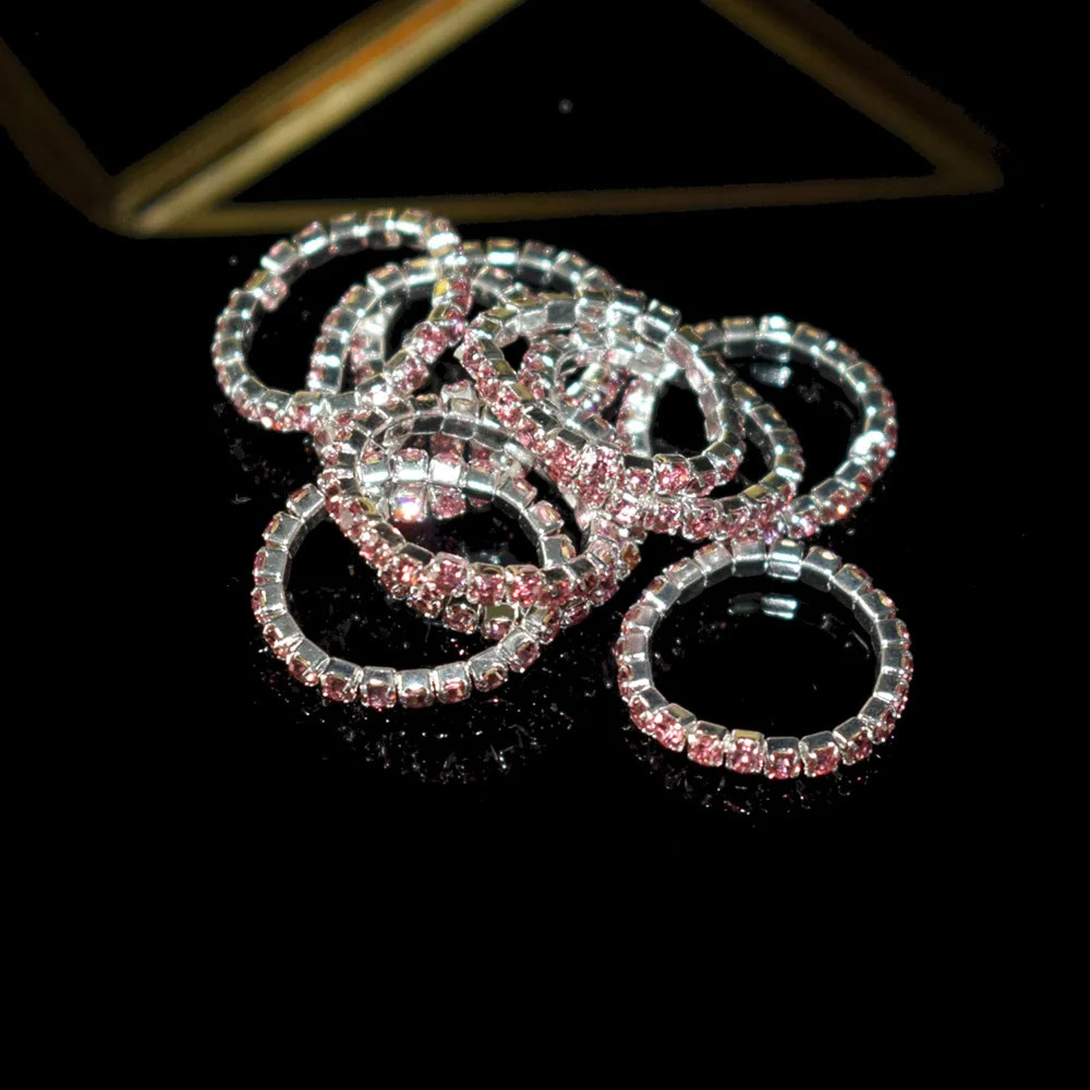 10pcs Korean Version Multicolor Ring Ladies 1Row Mixed Color Crystal Stretch Toe Party Jewelry 241225