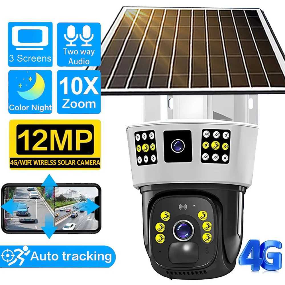 6K 12MP HD Solar Camera 4G SIM Card Wifi Outdoor IP Wireless Security CCTV Surveillance PTZ Night Vision PIR Human Detection CamXJ241228