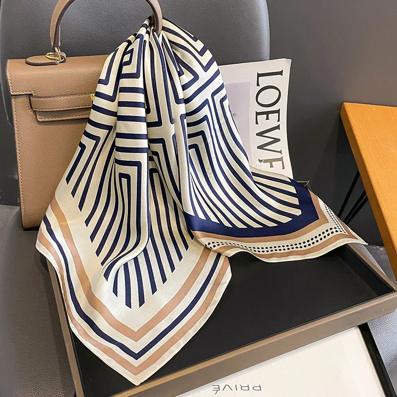 Neckerchief Spring Square Silk Scarf Women Shawl Ladies Neck Tie Wrist Wrap Hair Ribbon Headband Bandana 241228