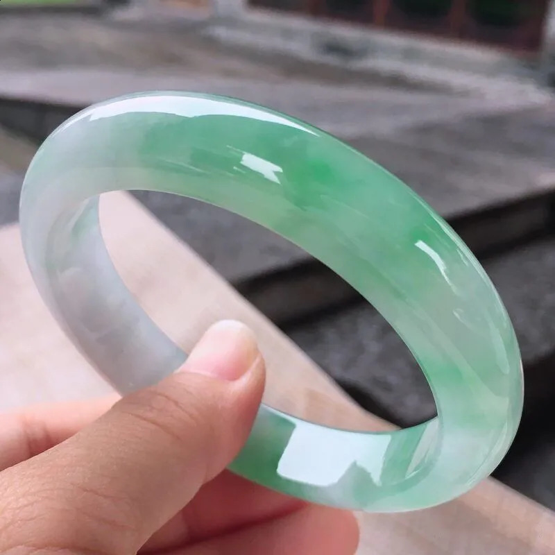 Send Certificate Genuine Burmese Ice Green Jade Bangle Women Fine Jewelry Burma Jadeite Bracelets Real Jades Bangles Ladies Gift 241227