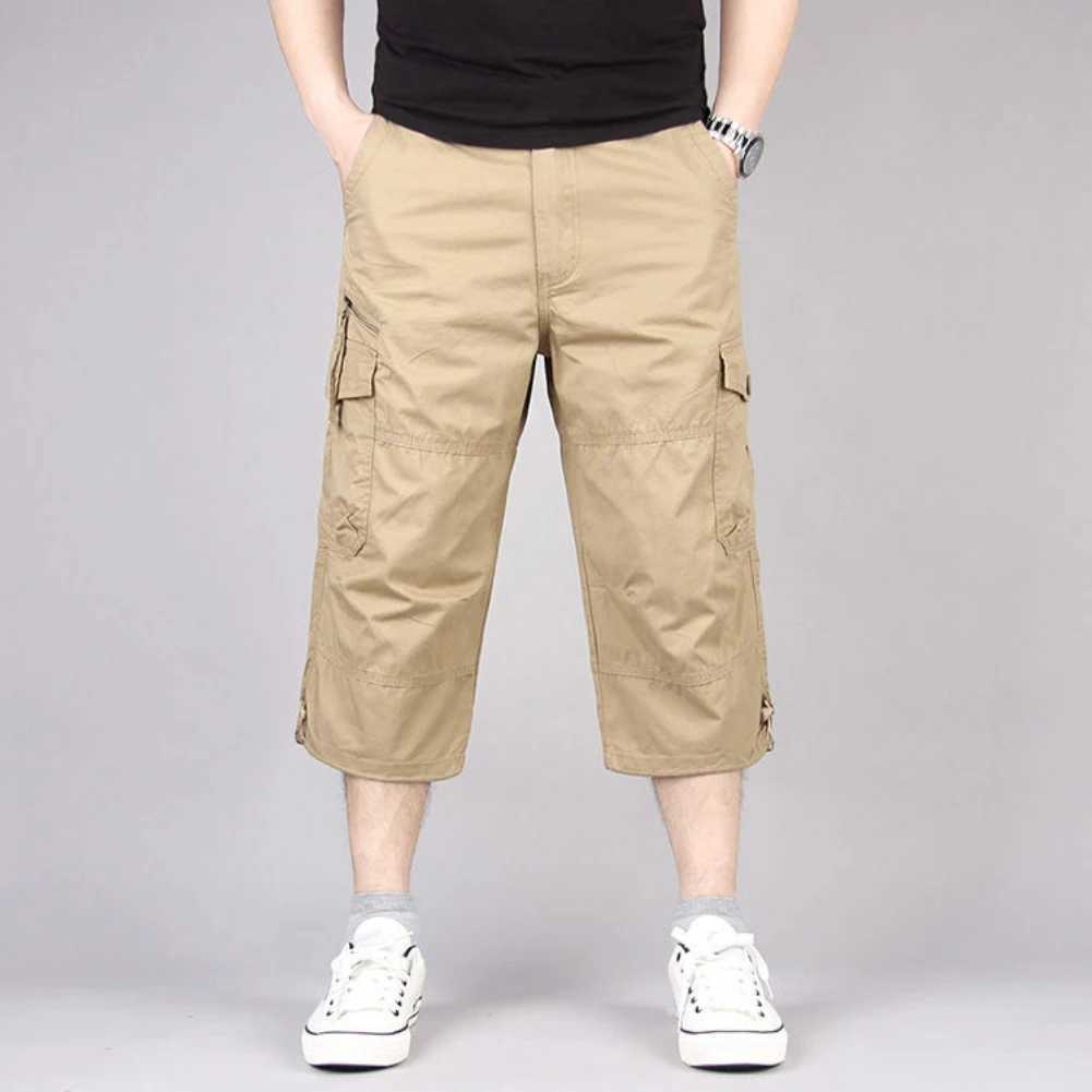 Summer mens casual cotton shorts full length multiple pockets hot bread military pants mens cut pants W241228