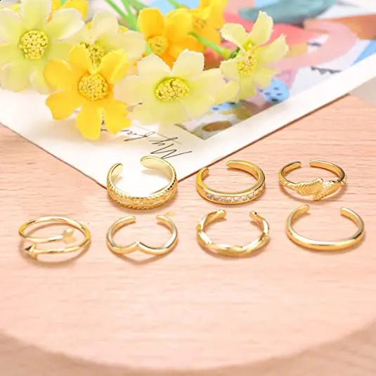 Adjustable Stainless Steel Toe Rings for Women Summer Beach Hypoallergenic CZ Jewelry Set with Tail Foot Ring Gift 241225