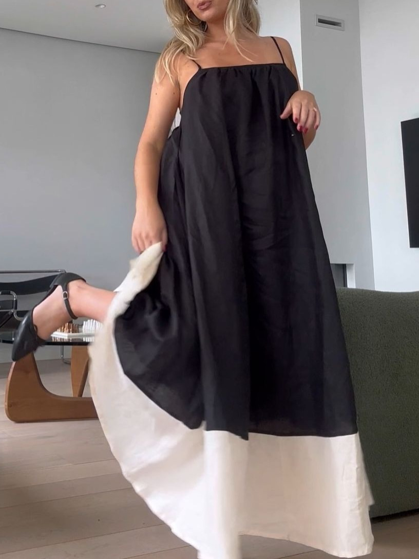 M807 new leisure vacation style sleeveless long skirt female solid color sling long fashion dress