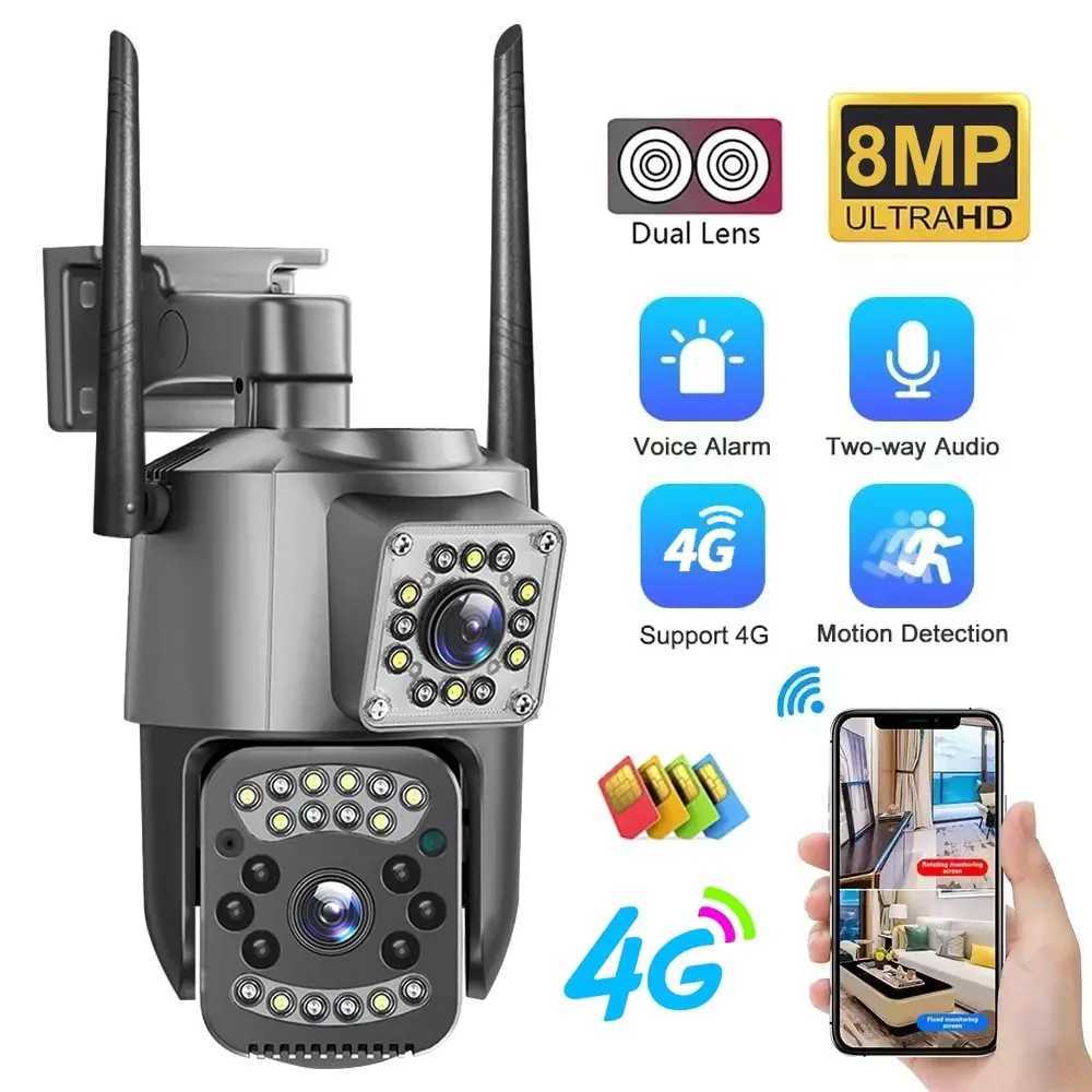 V380 Pro 4G Sim Card IP Camera 8MP Dual Lens PTZ Night Vision Outdoor Webcam Al Smart Home CCTV Security Protection MonitorXJ241228