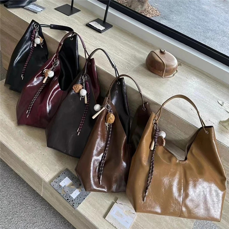 Burminsa Cowhide Genuine Leather Large Underarm Shoulder Bags For Women 2025 Trend Hobo Shopper Tote Ladies Handbags 241227