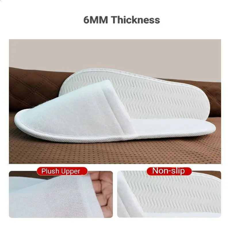 100 Pairs Disposable Slippers For el Home SPA Floor Indoor Guest Beauty Salon Nonslip Big Size White Grey Unisex 241223