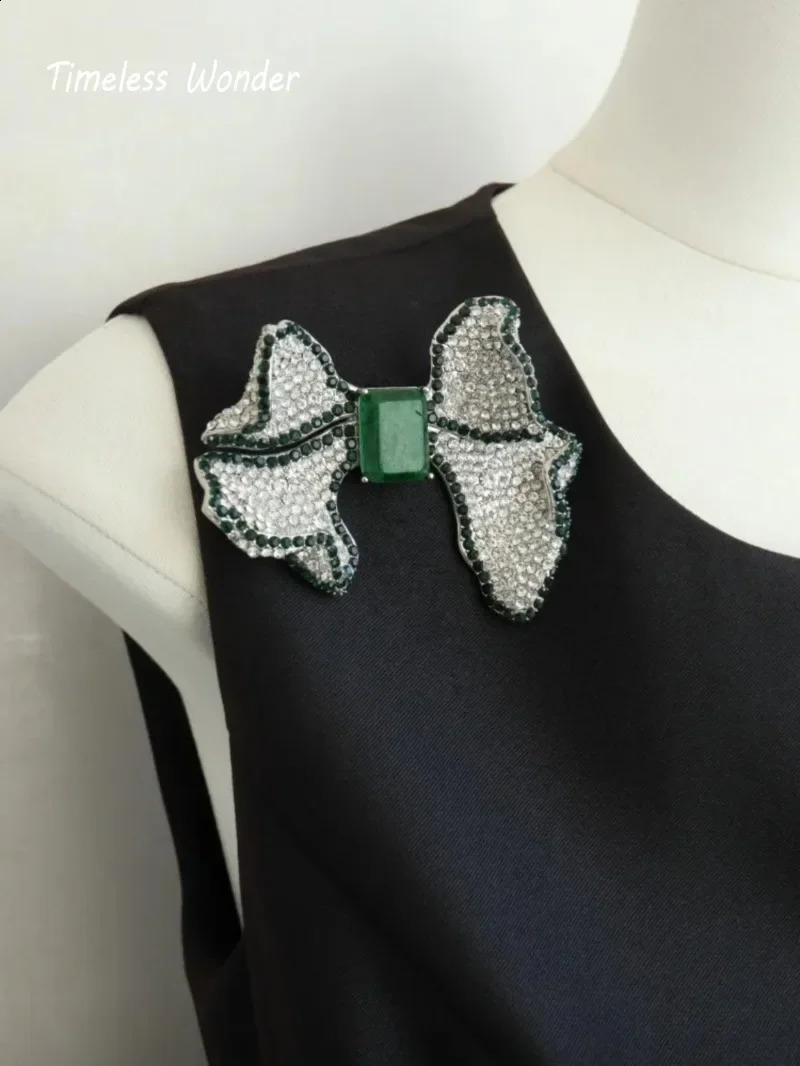 Timeless Wonder Fancy Zircon Bowknot Brooch Pins for Women Jewelry Runway Rare Top Punk Gift Classy 8529 241227