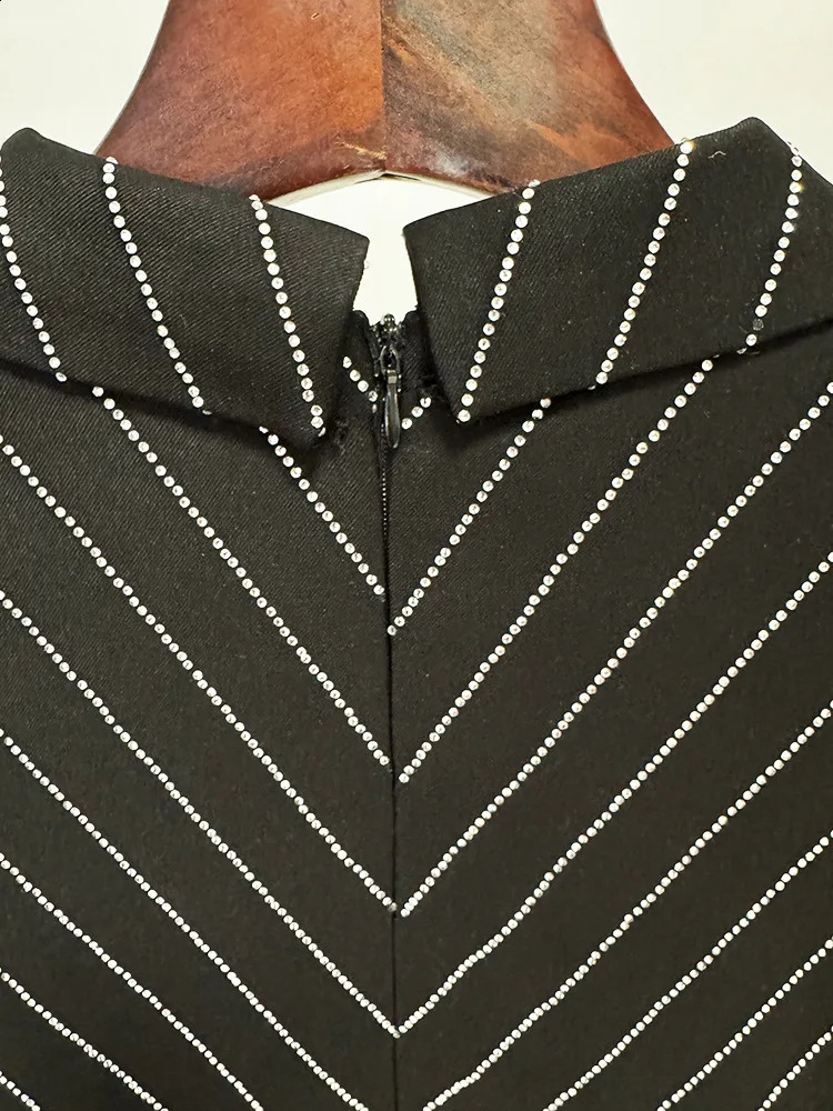 Black Diamonds Beaded Blazer Dress 2024 Fashion Womens Outfits 241228