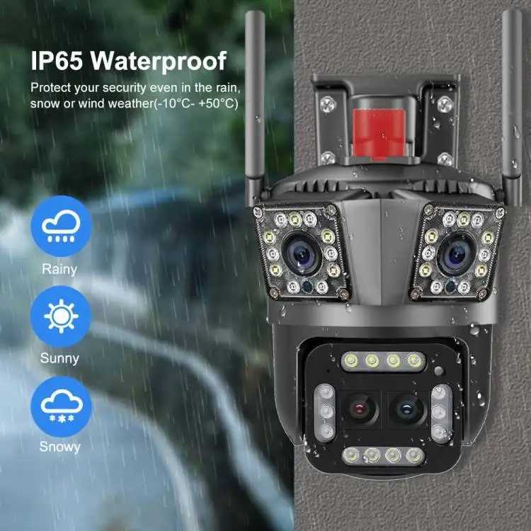16MP 8K WiFi Camera Outdoor 12X Zoom 360 Surveillance Three Sn CCTV Security Protection 6K 12MP Video Street CameraXJ241228