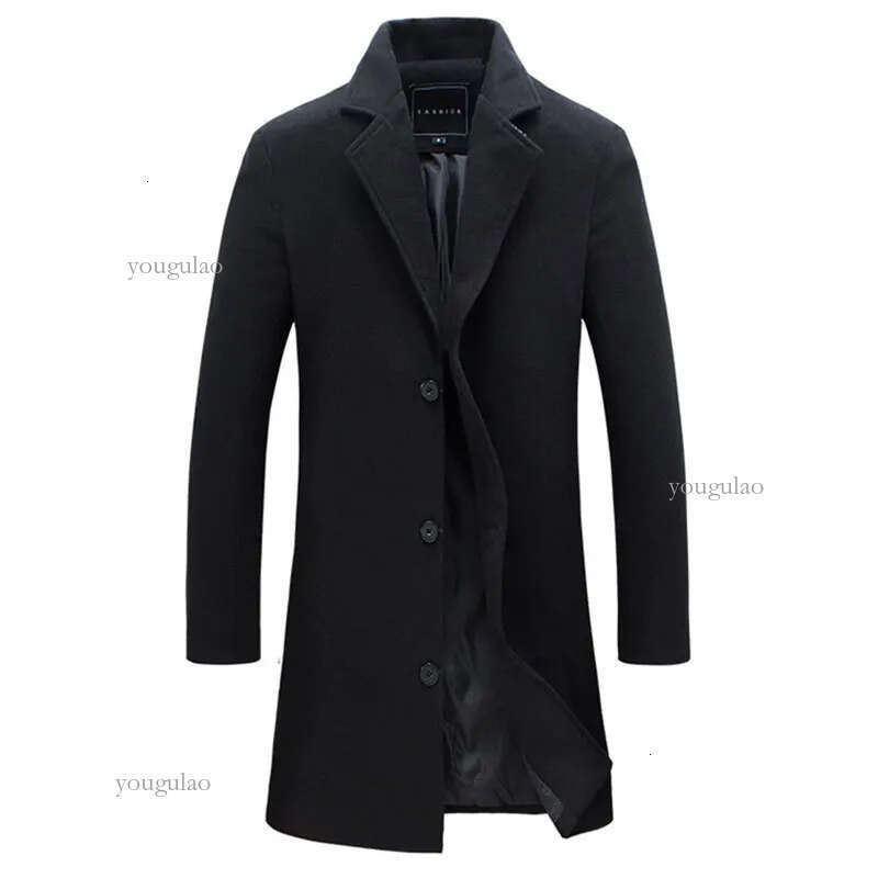 Men's Jackets Fashion Men Wool Blends Mens Casual Business Trench Coat Leisure Overcoat Long Sleeve Solid Color Stylish Formal Coats 221130