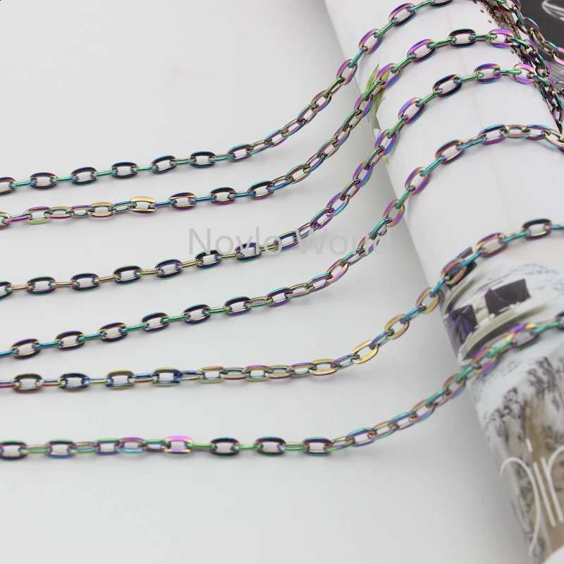 3 meter test 4mm wide highgrade rainbow metal chain bag O handbag shoulder bags handle pull accessories 241226