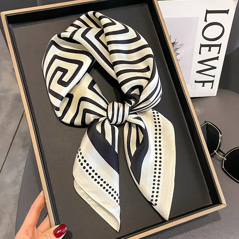 Neckerchief Spring Square Silk Scarf Women Shawl Ladies Neck Tie Wrist Wrap Hair Ribbon Headband Bandana 241228