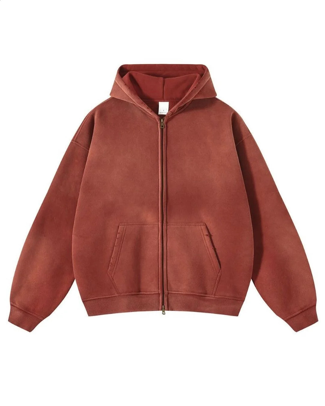 Solid color cleanfit long-sleeved hooded sweatshirt pure cotton simple small neckline loose basic zipper couple hoodie jacket 241228