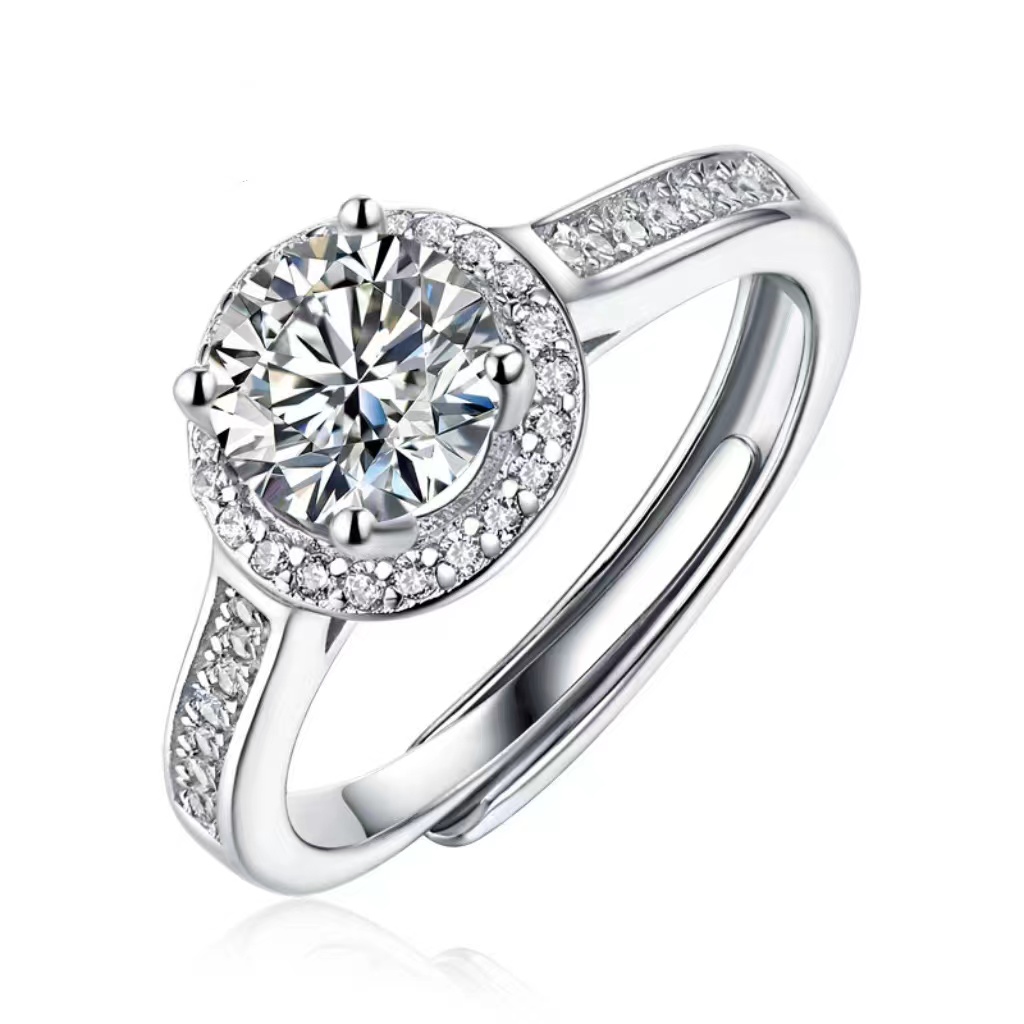 925 Copper Silver Plated Moissanite Round Package Ring Diamond, 1 Carat, Couple Ring, Couple Proposal, Wedding Ring, Gift for Girlfriend