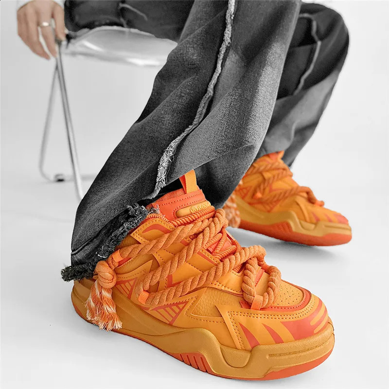 Trend ner Orange Shoes For Men Fashion Mens Casual Sneaker Streetwear Platform Skateboard Hip Hop 241223