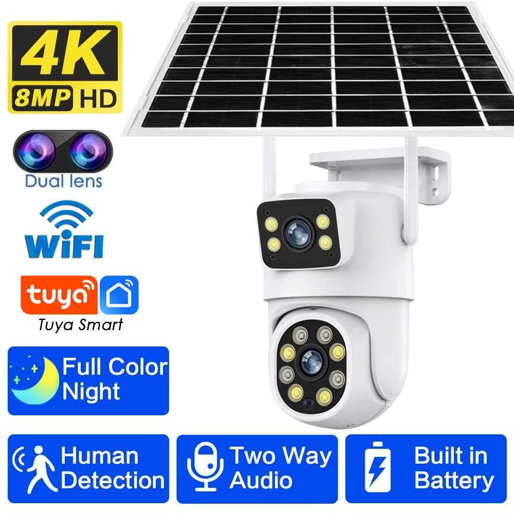 8MP IP Solar Power WiFi Camera PTZ Outdoor IP66 Waterproof 10000mAh Built-in Battery Surveillance Cam PIR Human Detection TuyaXJ241228