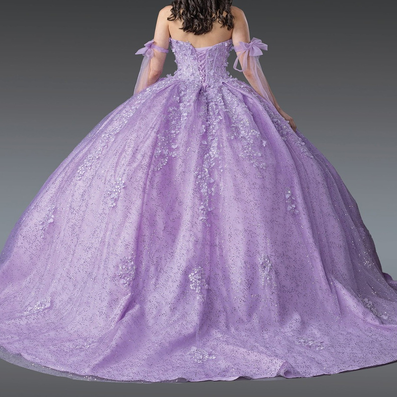 Lavender Quinceanera Dresses Ball Gown Off Shoulder Sequins Applique Lace Beads Tull Sweet 16 Vestidos De 15 Anos
