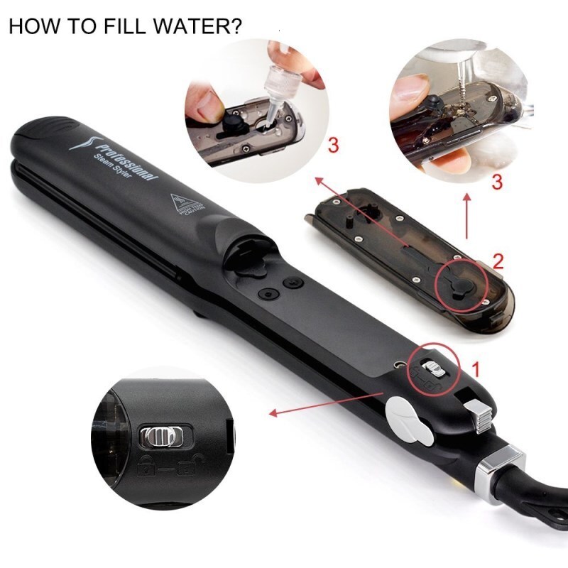 2 In 1 Professional Steam Hair Straightener Curler Fast Heating Tourmae Ceramic For Salon Vapor Flat Irons Styg Tools