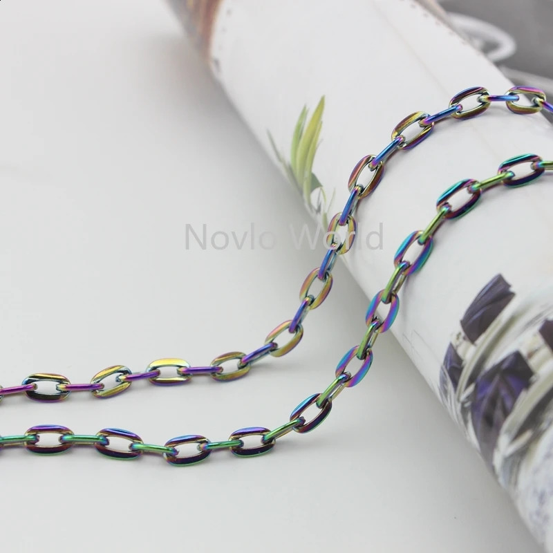 3 meter test 4mm wide highgrade rainbow metal chain bag O handbag shoulder bags handle pull accessories 241226