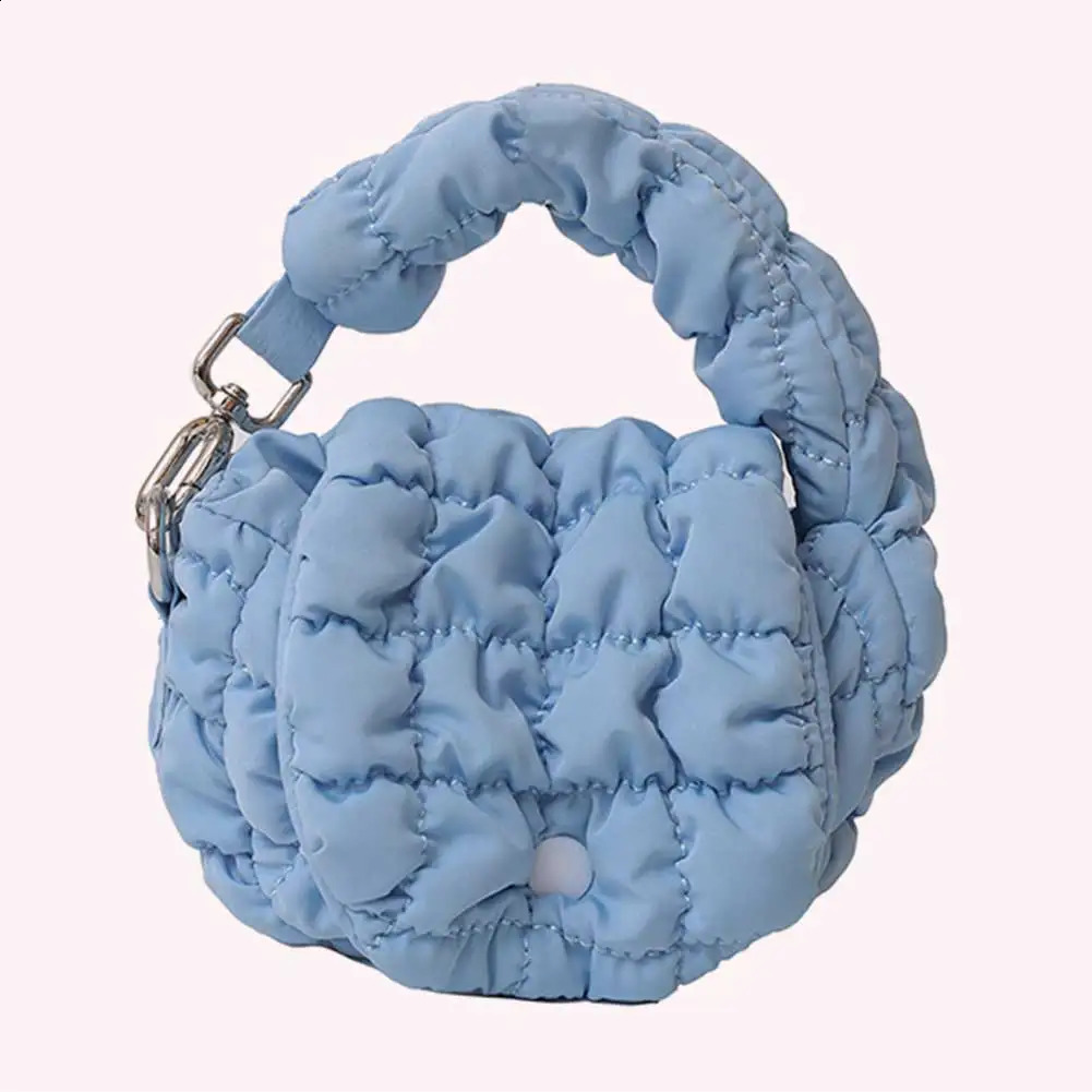 Mini Puffer Tote Bag for Women Quilted Wrist Handbag Nylon Solid Color Key Pouch Clutch Purse for Work Travel Shopping 241228