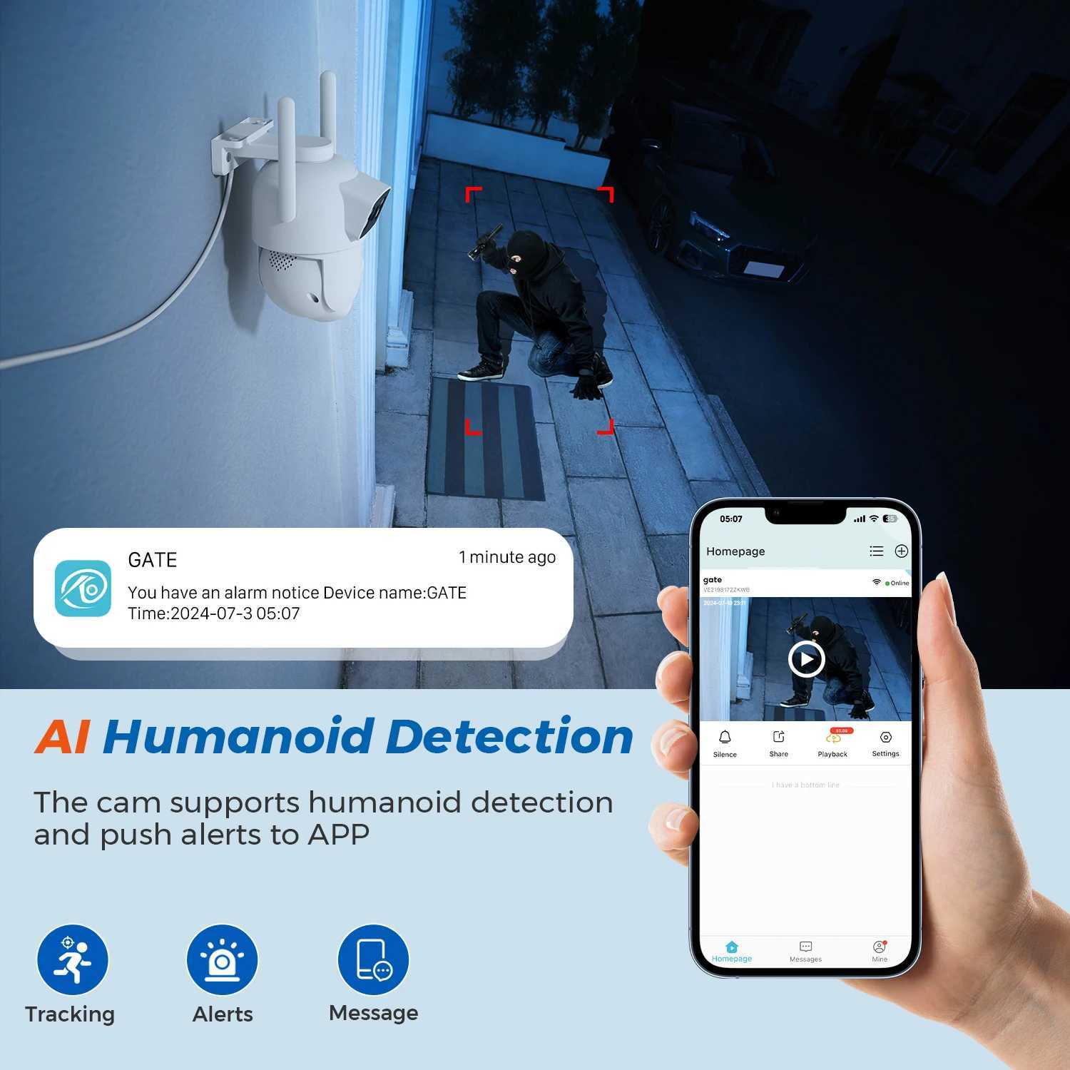 10MP 5K Wifi Surveillance Camera 8M Dual Lens AI Human Detect Auto-cruise P2P 5Ghz Wifi Wireless Outdoor Security PTZ IP CameraXJ241228