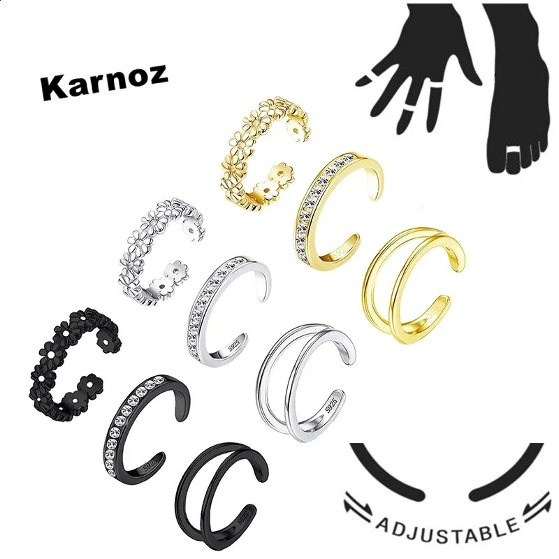 Adjustable Stainless Steel Toe Rings for Women Summer Beach Hypoallergenic CZ Jewelry Set with Tail Foot Ring Gift 241225