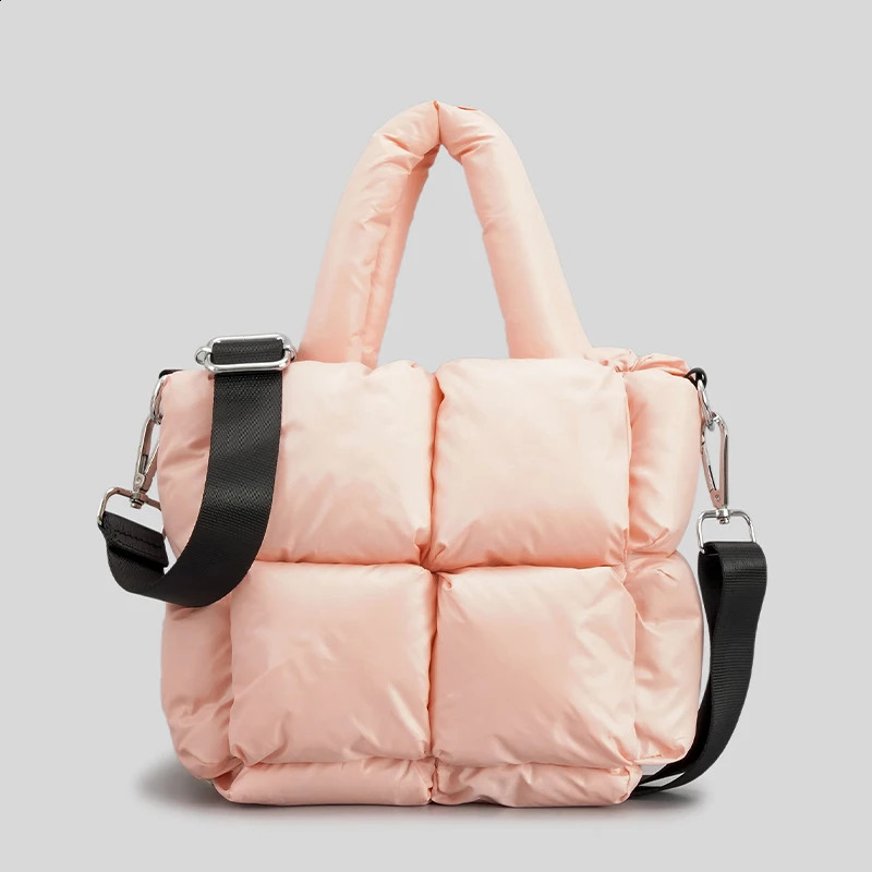 Square Puffy Padded Tote for Women Space Cotton Mini Handbag Winter Small Shoulder Crossbody Bags Fashion Underarm Bag Ins 241227