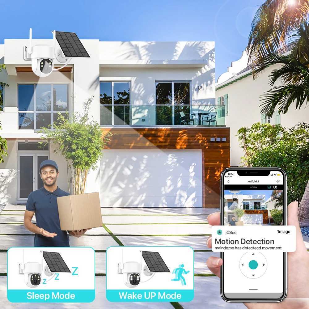 4K 8MP Wireless Solar Camera Outdoor WiFi PTZ Camera Built-in Battery 4MP PIR Detection Video Surveillance Long Time StandbyXJ241228