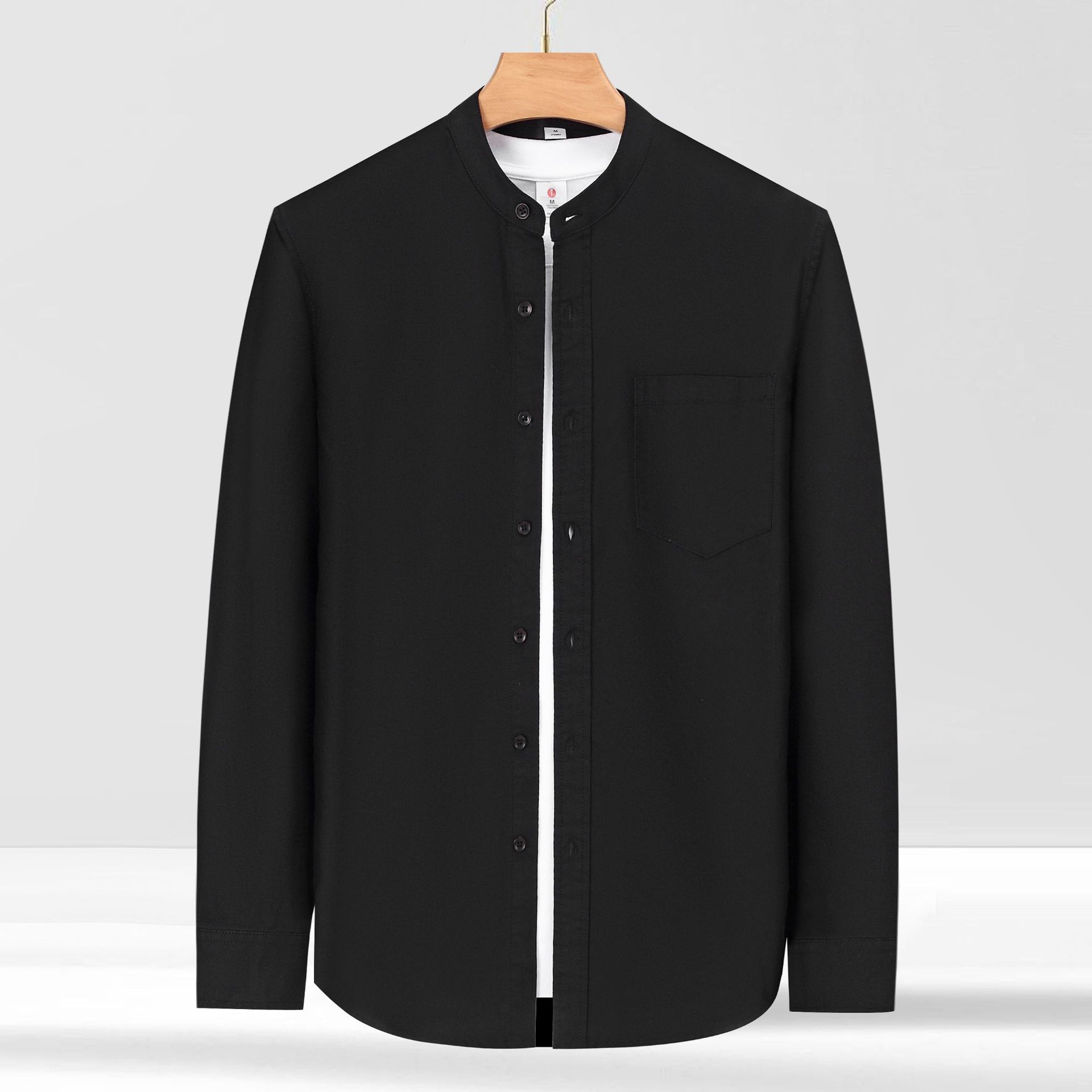 M6014 Men's long sleeve shirt all seasons high-end cotton stand collar casual top