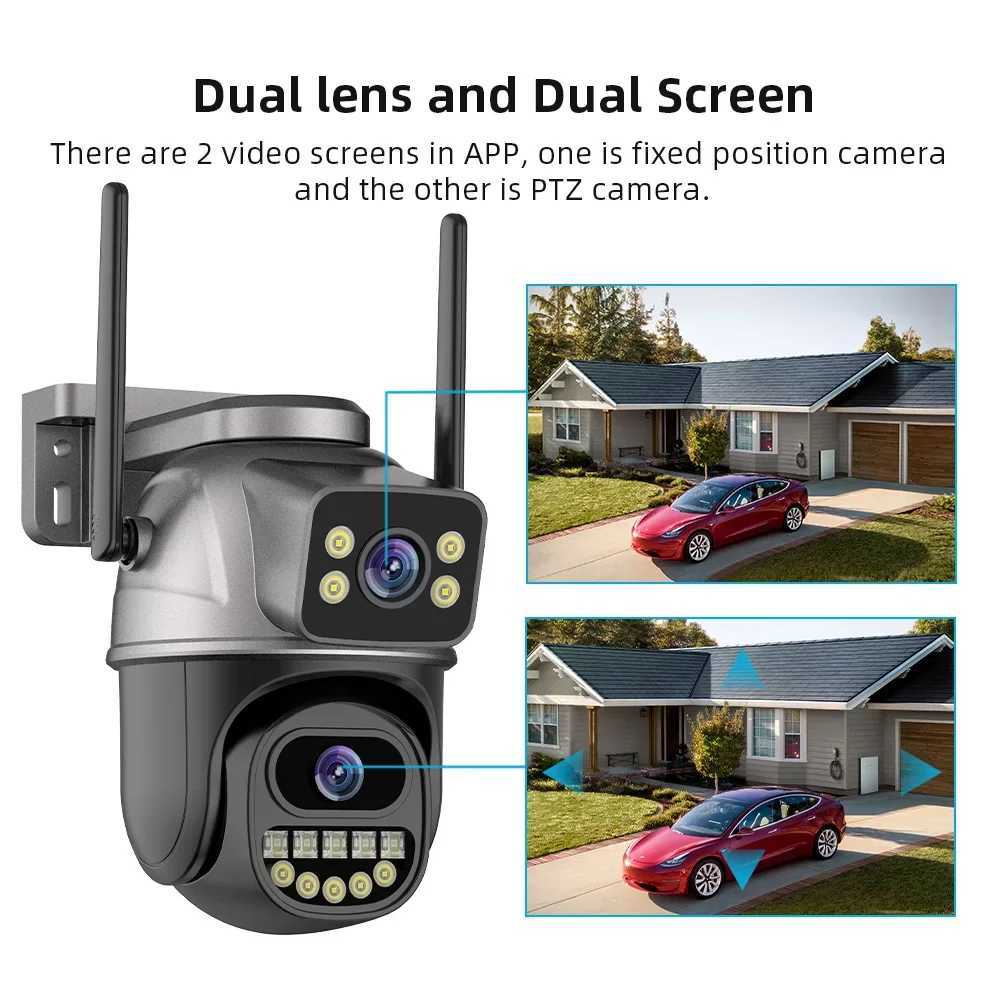 4K 8MP WiFi Camera Outdoor 360 View Dual Sn CCTV 4X Zoom Security Protection Surveillance Cam ICsee Alexa Video CamXJ241228