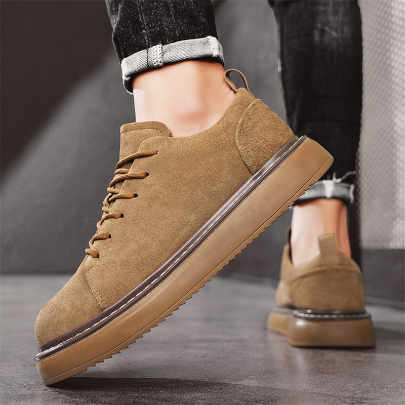 Men Casual Shoes Fashion Thick Sole Low-top Skateboard Shoes Versatile Simple Style Triple Black Brown Grey Khaki Free shipping