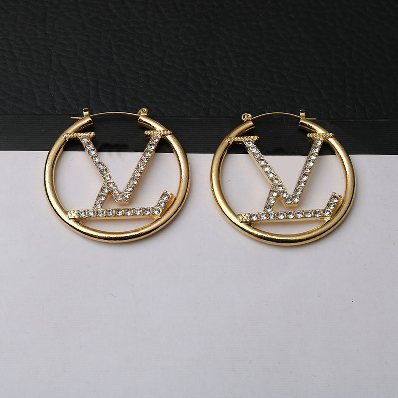 Simple Fashion 18K Gold Plated Designers Brand Earrings Designer Letter Ear Stud Crystal Pearl Geometric Earring for Wedding Party Jewerlry Accessories