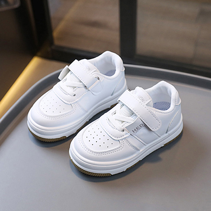 Kids Shoes Youth Sneakers PU Leather Flat Comfortable Black White Casual Sport Shoes Kidsnest Toddler Tennis Skateboard Shoes for Boy Girl Big Sizes U