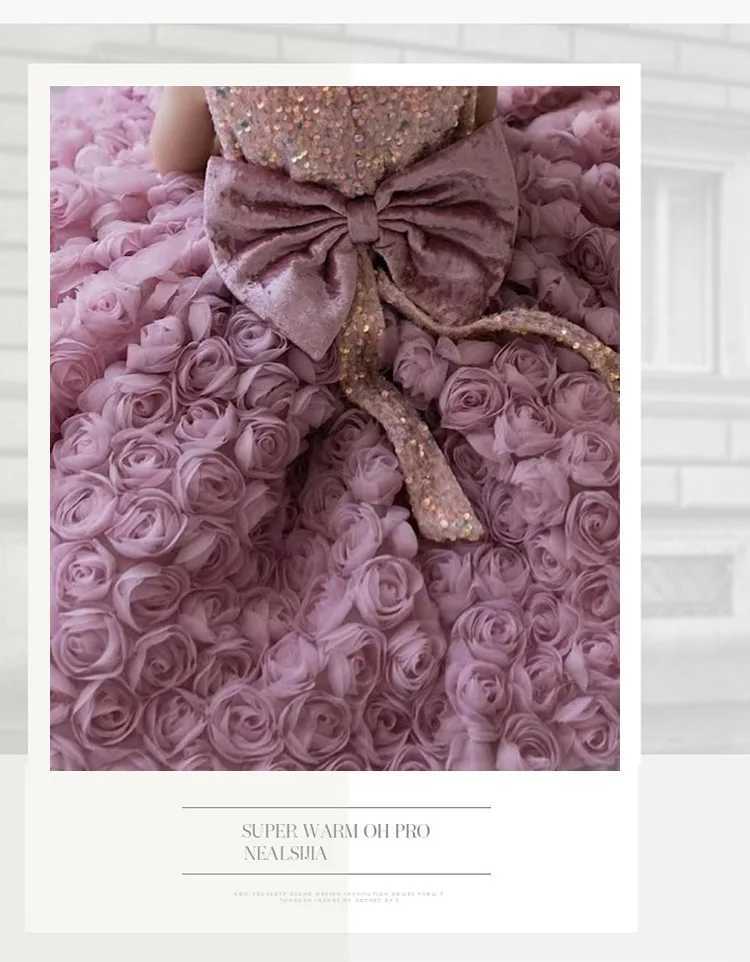 Girl's Dresses Luxury Baby Girl Dress Rose Fashionable Rabbit Dress Birthday Party Princess Dress 3-10 Year Old Girl Dress 2023 Summer DressY2412