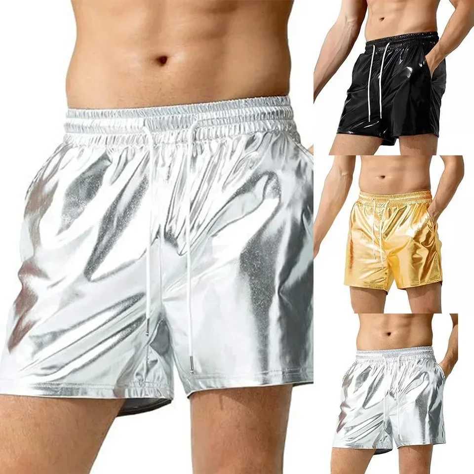 Wet Look Shorts Bodybuilding Casual Faux Leather Fitness Four Seasons GYM Men Mens Regular Comfy Fashion W241228