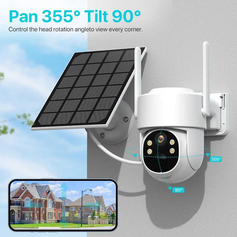 4K 8MP Wireless Solar Camera Outdoor WiFi PTZ Camera Built-in Battery 4MP PIR Detection Video Surveillance Long Time StandbyXJ241228