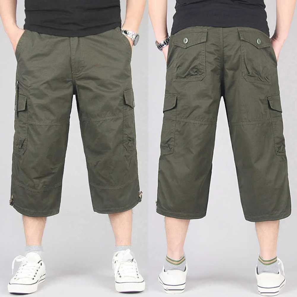 Summer mens casual cotton shorts full length multiple pockets hot bread military pants mens cut pants W241228