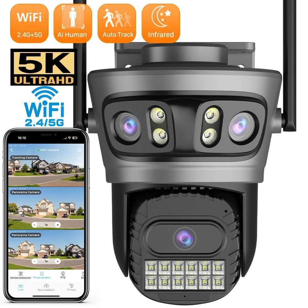 15MP Outdoor Wifi Camera Three Lens Three Sns 5X Zoom 10MP/8MP Two Lens PTZ Surveillance Auto Tracking ANBIUX CameraXJ241228
