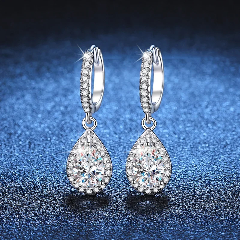 Classic Pear Cut Diamond Drop Earrings Women S925 Silver Earring Plated PT950 Fine Jewelry 241228