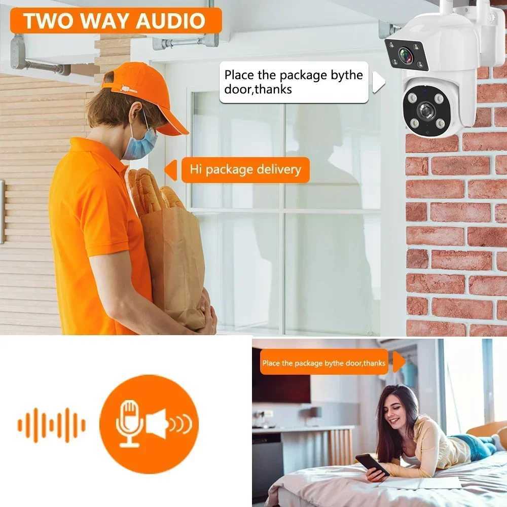 4K 8MP Wifi PTZ Camera Dual Lens IP CCTV Video Surveillance Camera Ai Human Detect Auto Tracking Night Vision Outdoor WaterproofXJ241228